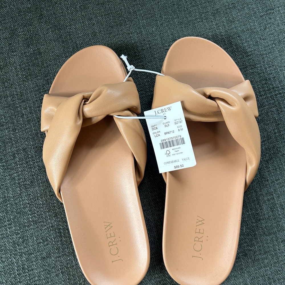 J. Crew Tan Cross Strap Sandals